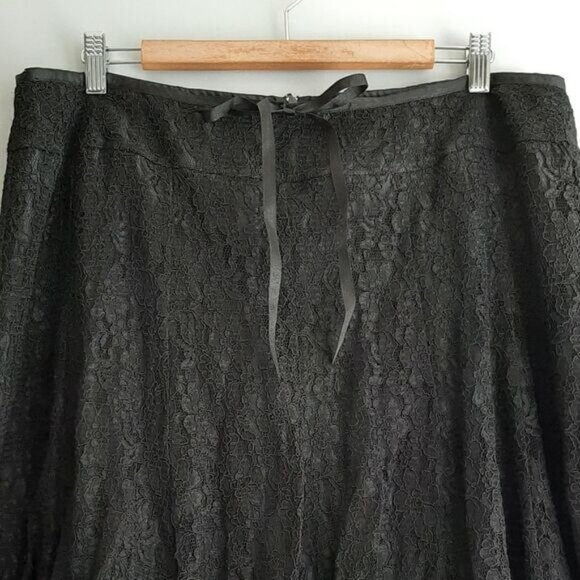 MXM / Floral Lace Balloon Hem Knee Length Skirt Black Sz 16 - Picture 2 of 12